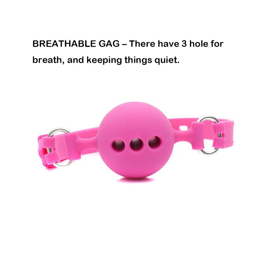 RYOZOCH Silicone Breathable Ball Gag for Adult Bondage Restraints Sex Play (Pink, 1.5in Ball)