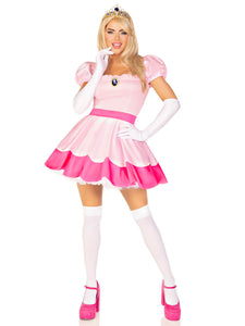 Leg Avenue 3 Piece Pink Dress Set-Cute Princess Halloween Costume With Tiara And Gloves For Adult Women, Medium