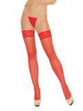 Sheer Lace Top Thigh Hi Red O/S