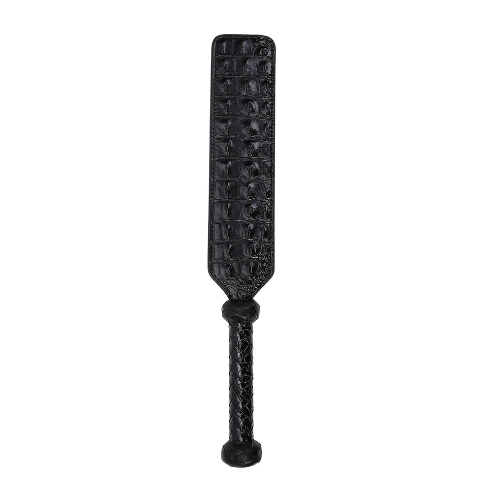 alisikee Faux Crocodile Leather Spanking Paddle for Adult Sex Toys, 16.3in Faux Leather Bondage Sexual Paddles BDSM Set, Black