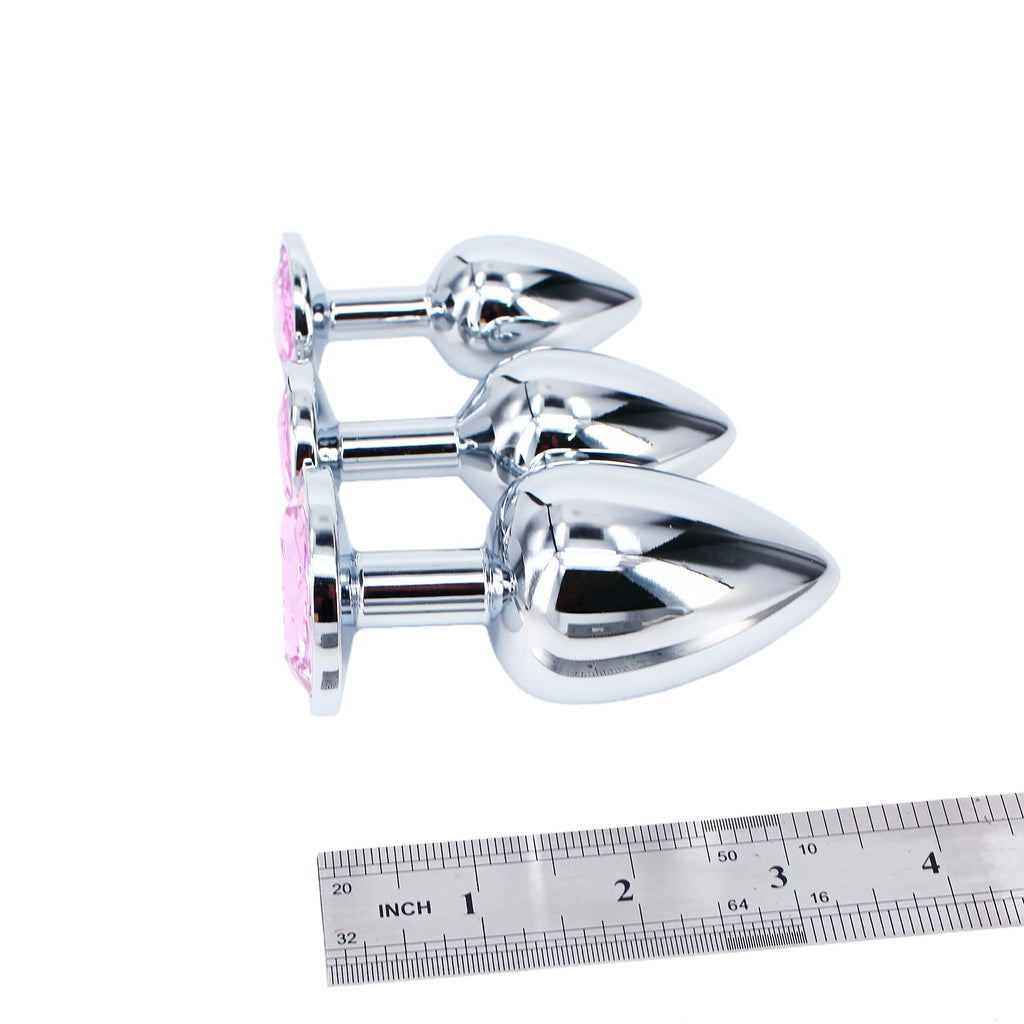 Eastern Delights 3 pcs Steel Attractive Butt Plug Anal BDSM Jewelry, 3 Size Same Color