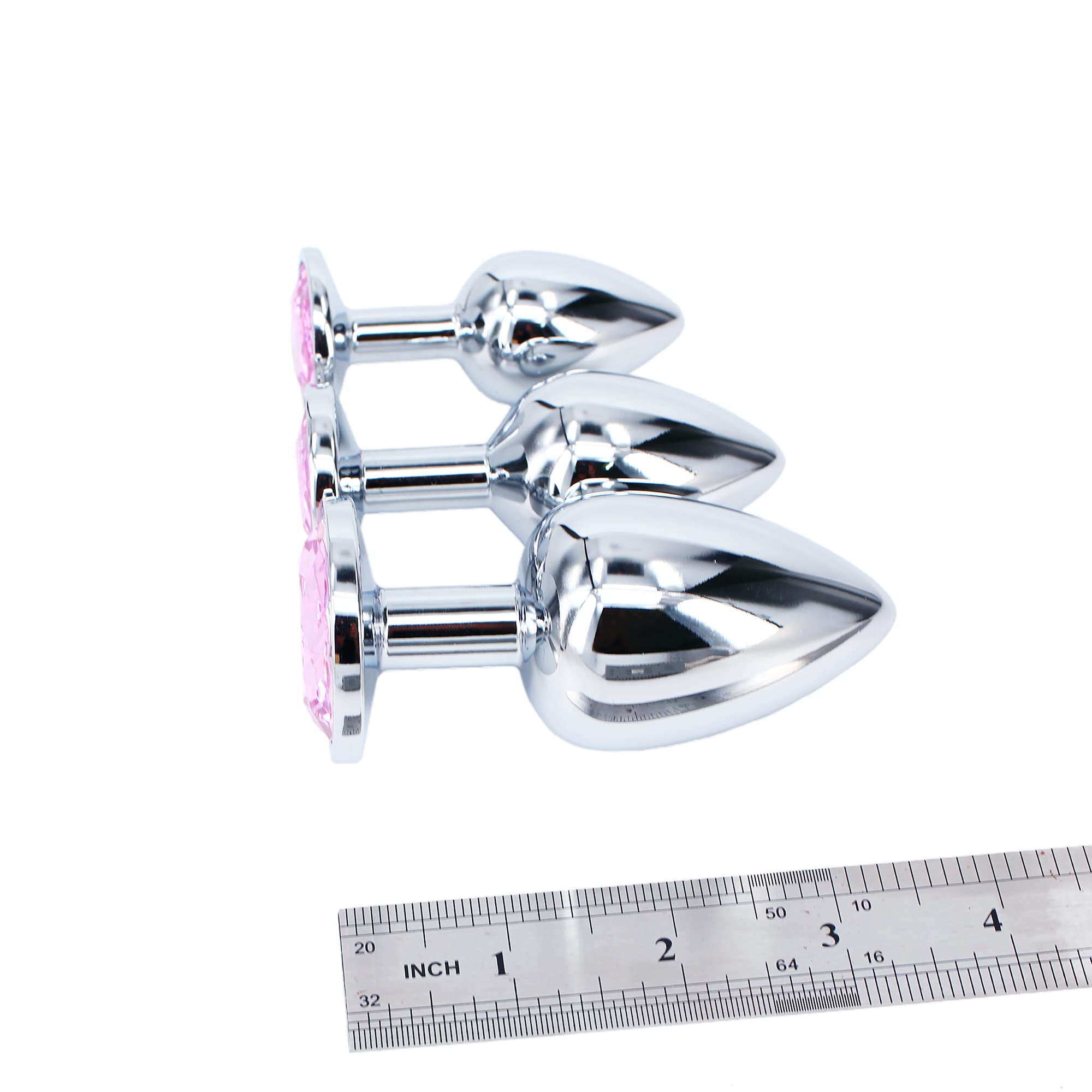 Eastern Delights 3 pcs Steel Attractive Butt Plug Anal BDSM Jewelry, 3 Size Same Color