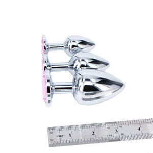 Eastern Delights 3 pcs Steel Attractive Butt Plug Anal BDSM Jewelry, 3 Size Same Color