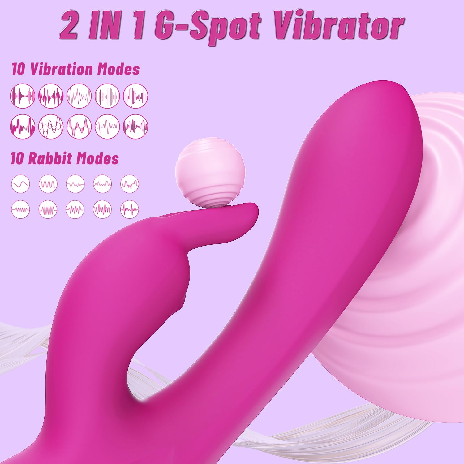 SeYouYou G Spot Vibrator Female Sex Toys - 2 in 1 Soft Vibrating Dildos with 10 Vibrations & Dual Motors Pink Dildo, Waterproof