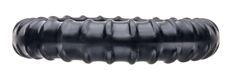 Perfectfit Brand Ribbed Ring Cock Ring, Pfblend, Tpr/Silicone Blend, Durable, Stretchy, Tight Fit, Black