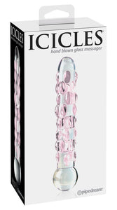 Elegant upscale and hand-crafted with amazing attention to detail this luxurious line of glass massagers will leave you breathless. Each hand-blown Icicle glass wand is sleek unique and made to play hard The hypoallergenic glass is nonporous and body safe