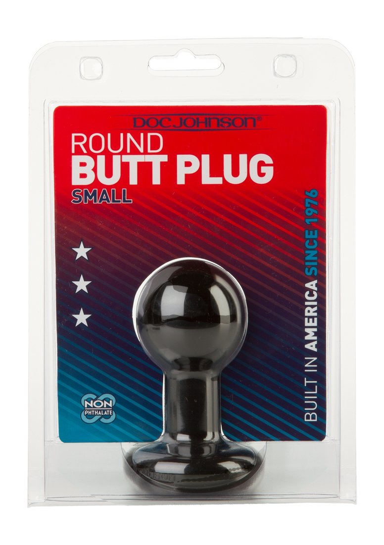 Doc Johnson Classic - Round Butt Plug - 1.8 Inch Diameter - Small - Black