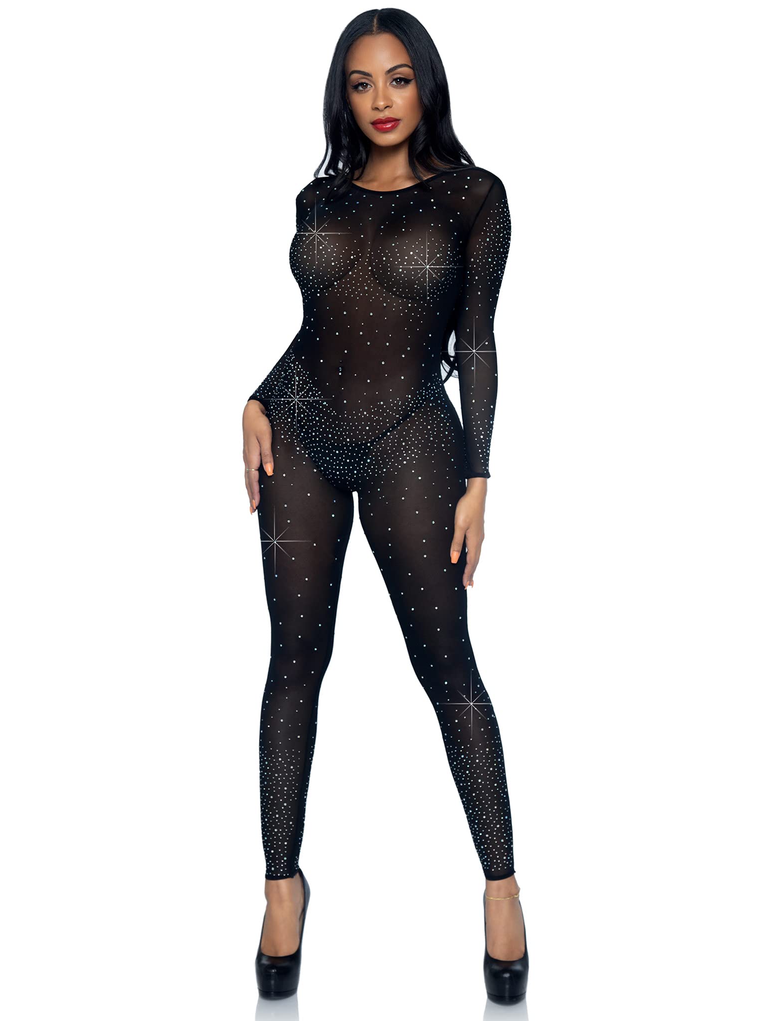 Sheer Rhinestone Catsuit.