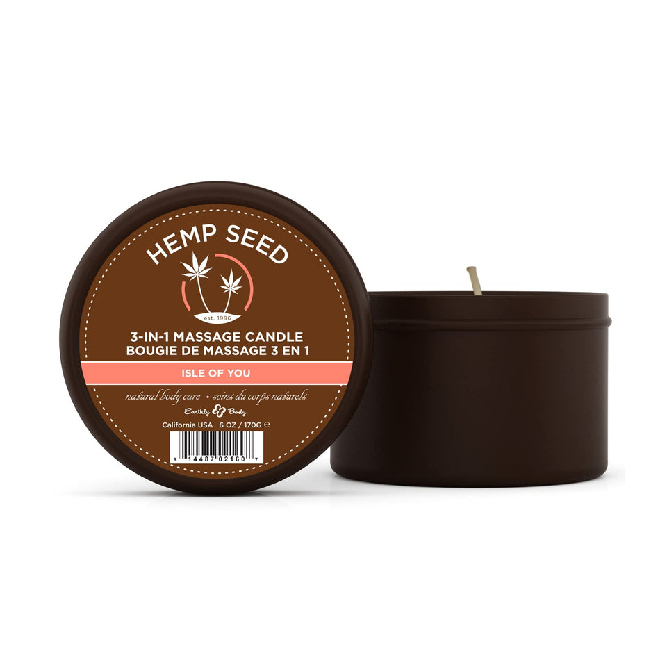 3-In-1 Massage Candle, Isle Of You Scent - 6 Oz. - Candle, Massage Oil & Moisturizer In One - Coconut, Apricot & Soybean Oil - V