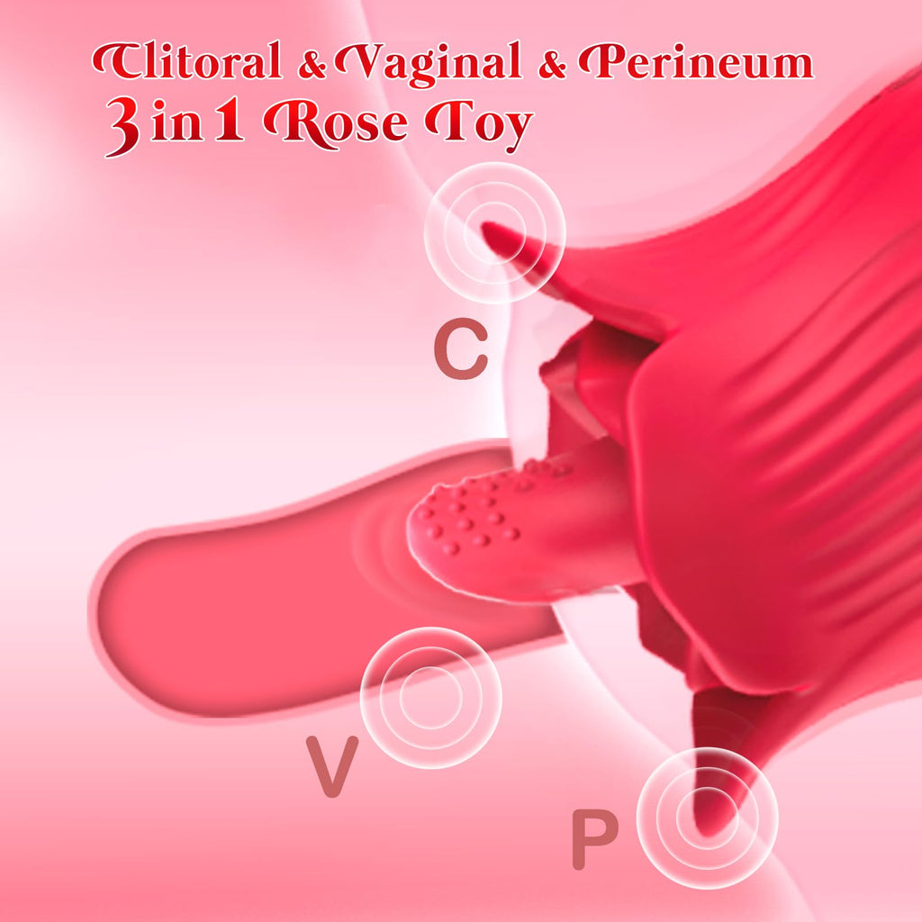 ZOOPLOU Clitoral Licking Tongue Rose Sex Toy Vibrator Stimulator for Women, Vibrating Rose Adult Women Couples Sex Toys with 10