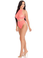 2Pc Crochet Lace Halter Crop T - Sml/Med / Coral