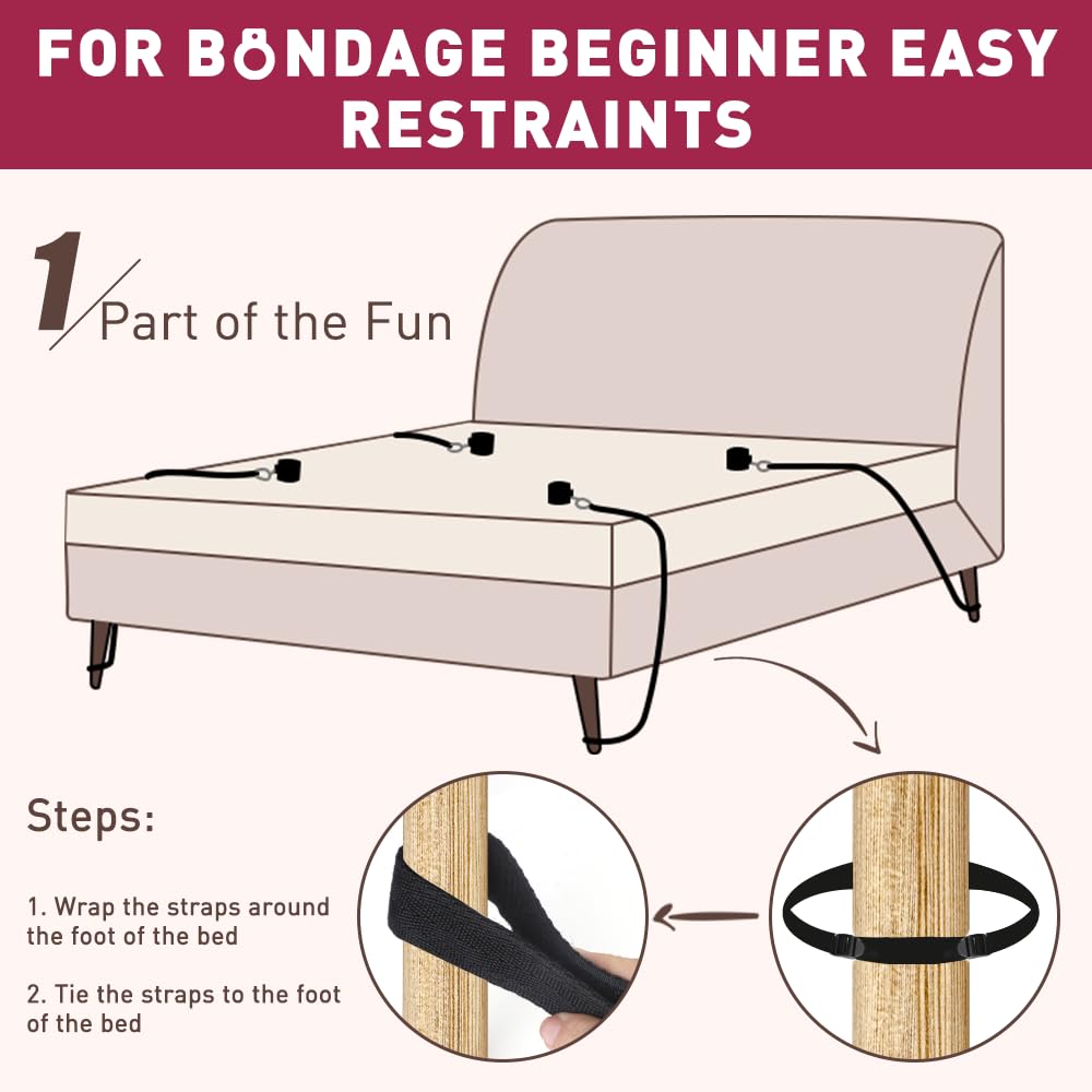 Sex Toys Bondage BDSM Restraints, Couples Sex Toys Bondage Restraints BDSM Kit, 75 ' ' Adjustable Bed Restraints Sex Straps Set
