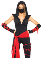 Leg Avenue Women's 4 Pc Deadly Ninja Costume, Black/Red, Large