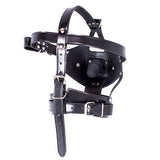 Leather Bondage With Detachable Silicone Dildo Mouth Gag Adjustable Head Harness Bdsm Fetish Slave Restraints For Men Women Coup