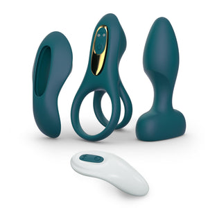 Tracy 's Dog Couples Vibrator Kit - Includes Vibrating Cock Ring, Panty Vibrator & Butt Plug with Removable Rechargeable Bullet,