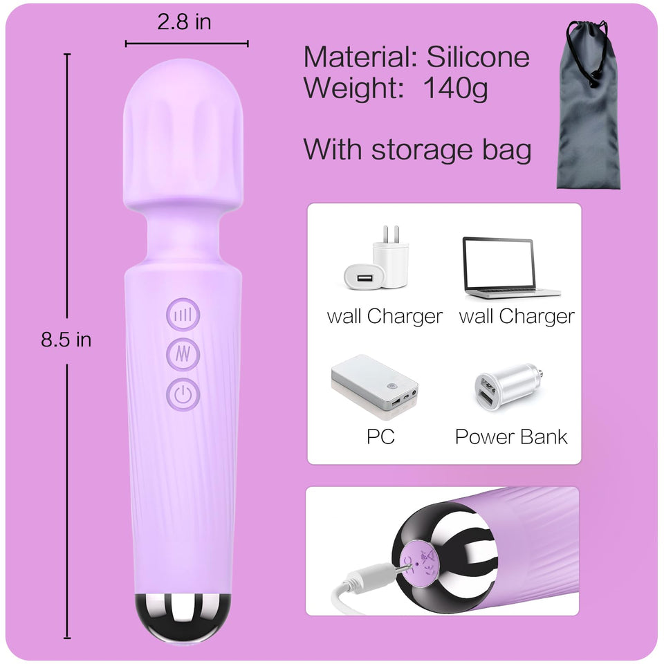 SANJIANKE Vibrator Wand, Female Adult Sex Toys, Clit Stimulator,Vibrators for Her,Sex Wand Massager Vibrating,Dildo,8 Speeds & 2