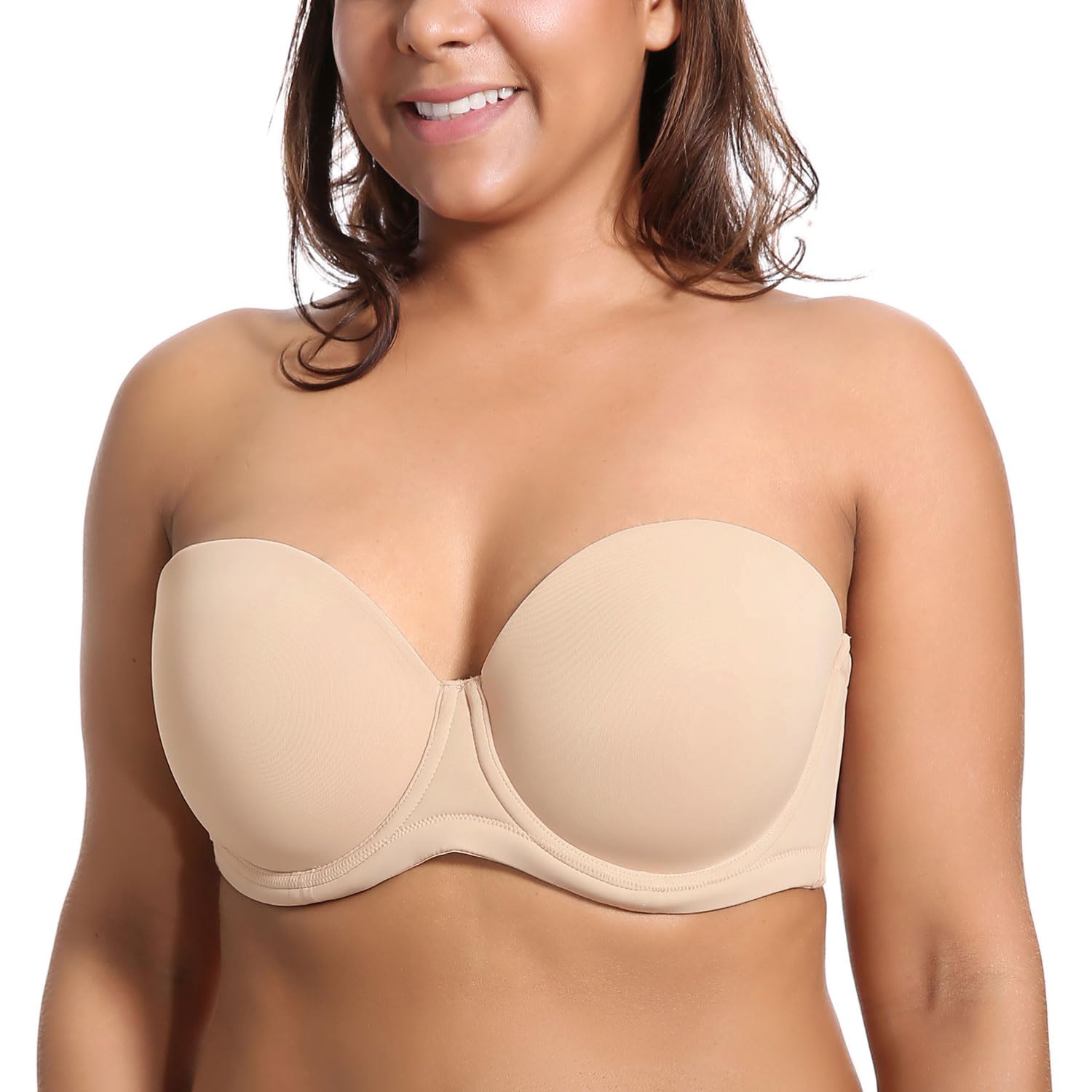 DELIMIRA Womens Underwire Contour Multiway Full Coverage Strapless Bra Plus Size Beige 40D