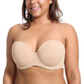 DELIMIRA Womens Underwire Contour Multiway Full Coverage Strapless Bra Plus Size Beige 44C
