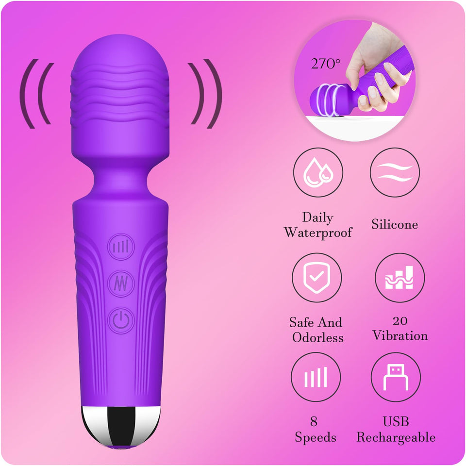 SANJIANKE Small Vibrator Wand - Sex Toys, Clit Stimulator Vibrators for Woman, Gifts for Women,20 Patterns & 8 Speeds of Pleasur
