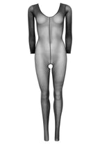 Leg Avenue Womens Sheer Black Long Sleeved Bodystocking Fantasy Roleplay Sexy Lingerie, One Size