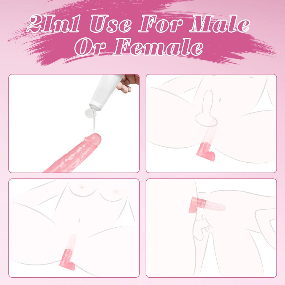 MKPJOY 5.6 and 4.7 Inch 2 Sizes Realistic Suction Mini Dildo, Beginner Anal Plug,Soft Dildo with Curved Shaft and Balls,Adult Se