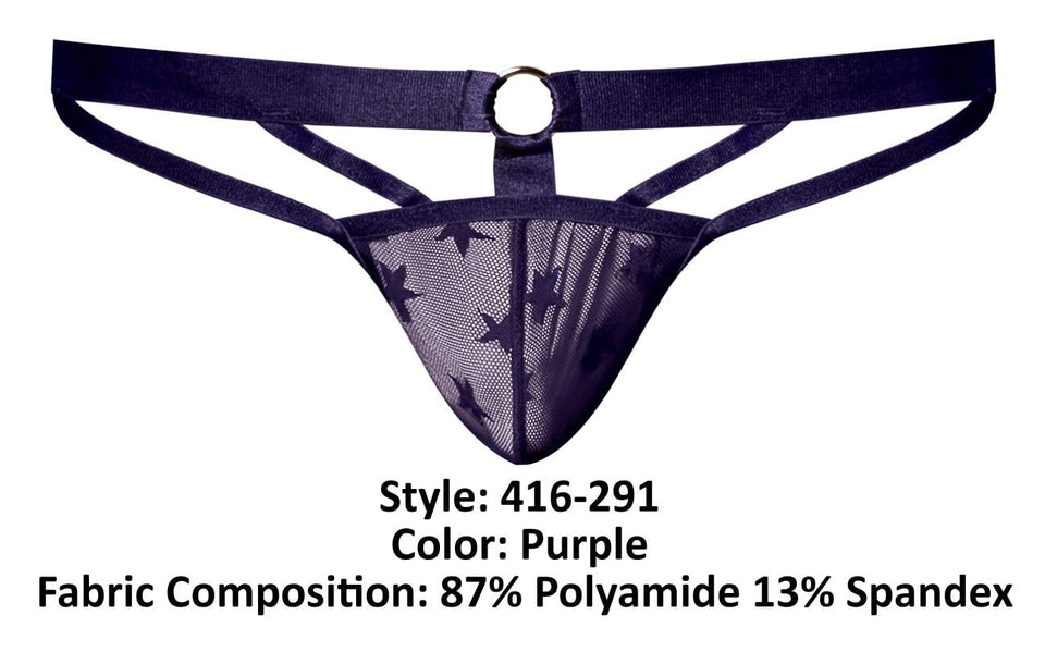 Love Star Thong W/ Ring Purple S/M