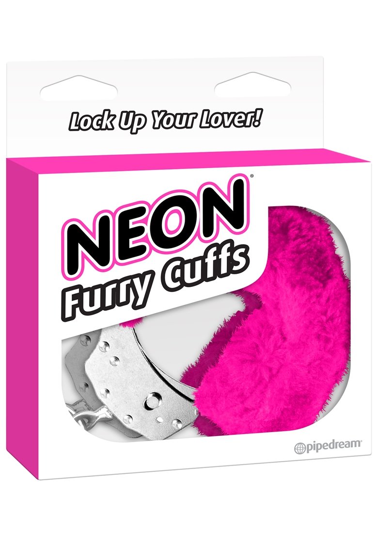 Pipedream Neon Luv Touch Furry Cuffs, Pink