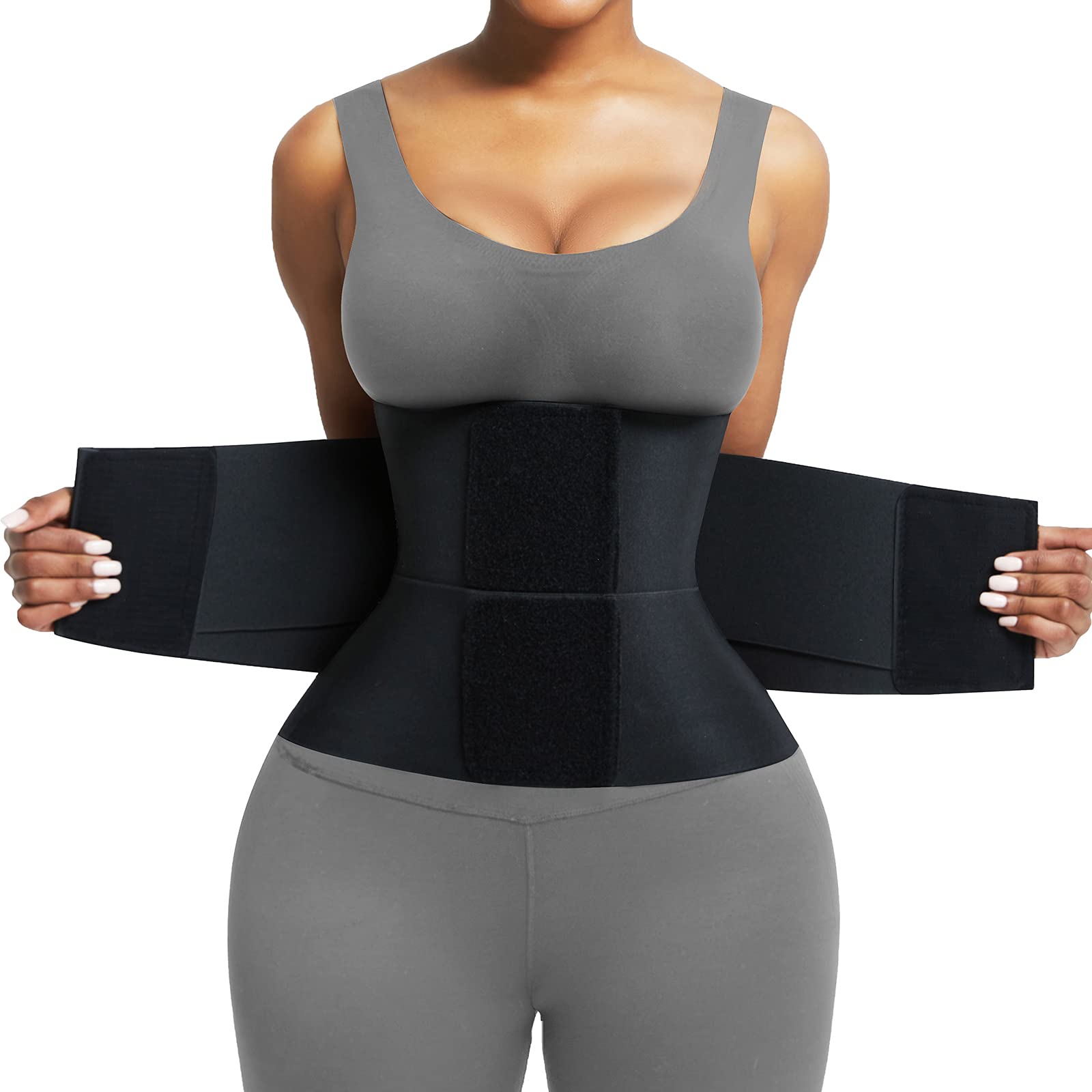 FeelinGirl Workout Waist Cincher Trainer Corset Shaper Tummy Slimmer Plus Size Belly Band for Women Black XS