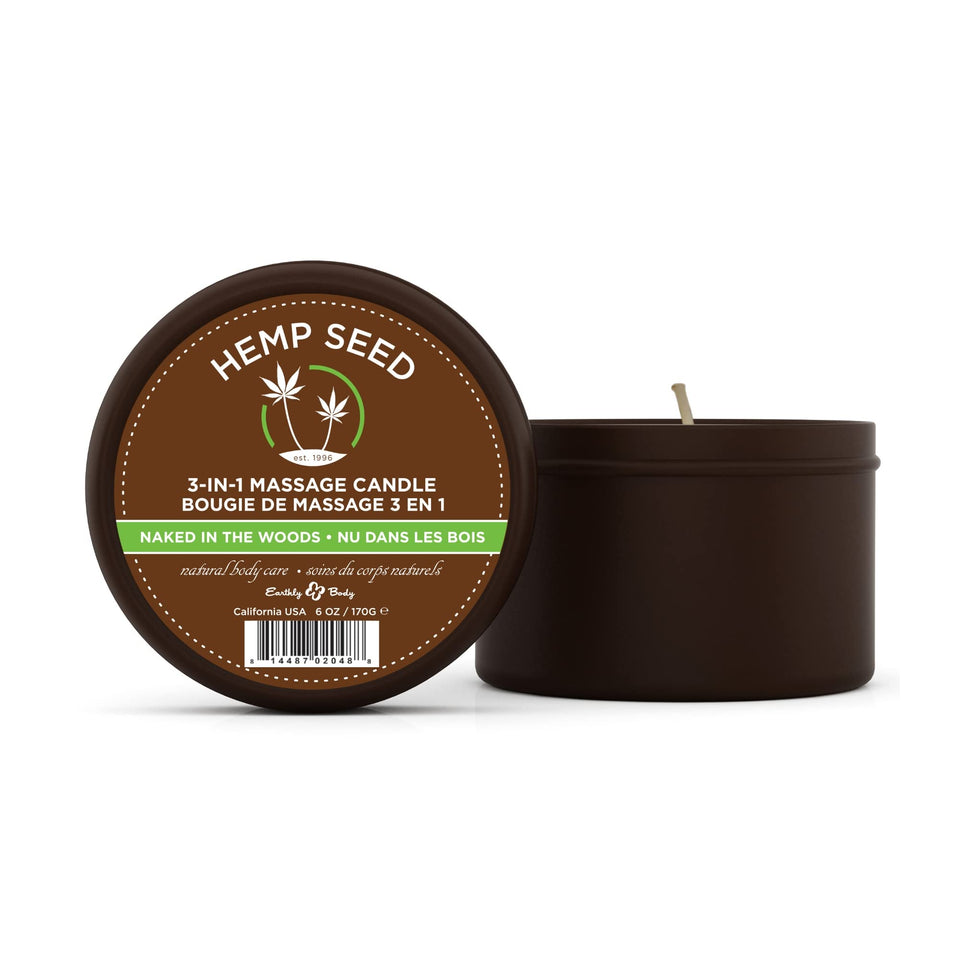 Hemp Seed 3-In-1 Massage Candle - Naked In The Woods - 6 Oz.