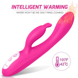 G Spot Rabbit Vibrator with Heating Function and Bunny Ears for Clitoris G-spot Stimulation,Waterproof Dildo 9 Powerful Vibratio