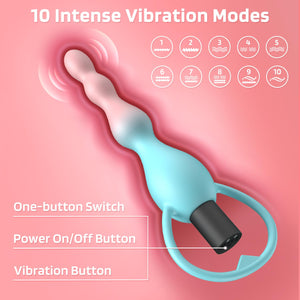 Vibrating Anal Beads Anal Plug with 10 Vibration Modes, Vibrating Butt Plug Sex Toys for Beginner, Anal Sex Toys Waterproof Bull
