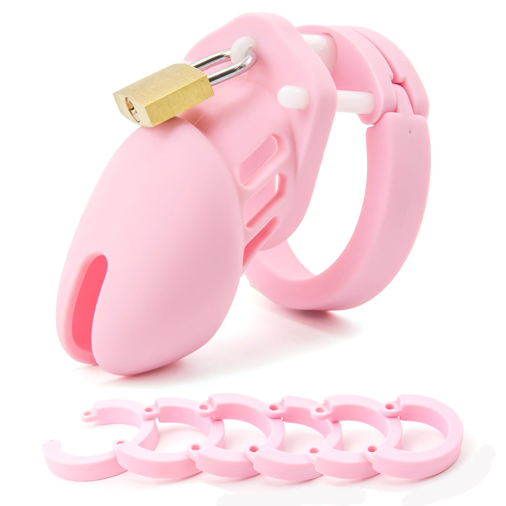 Rzy Silicone Cock Cage Chastity Cage Chastity Device For Male Penis Exercise (Pink)