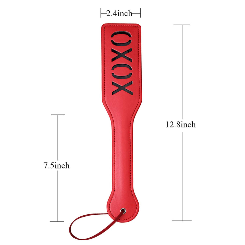 XOXO Spanking Paddle for Adult Sex Play, 12.8inch Total Length Faux Leather Paddle, Red