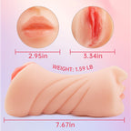 VOILTY 3 in 1 Male Masturbator, Realistic Sex Doll Male Masturbation Cup with 3D Textured Interior, Strong Suction Vagina Oral A