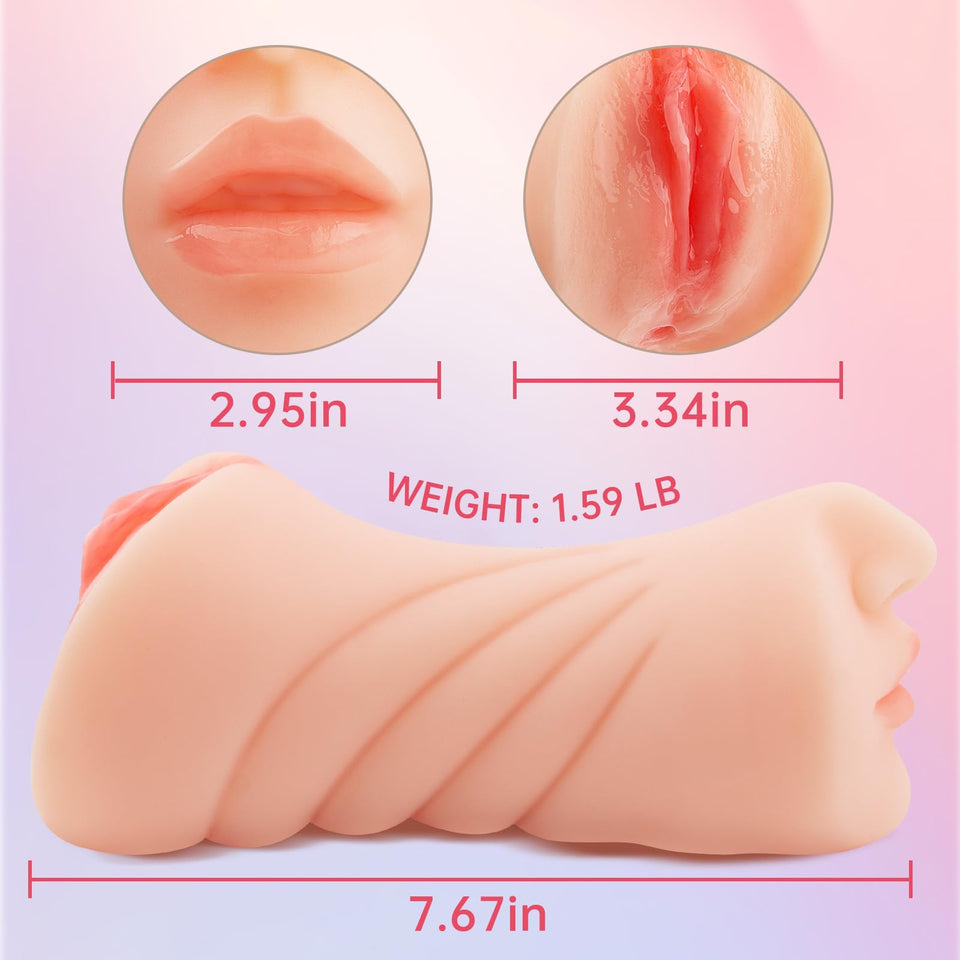 VOILTY 3 in 1 Male Masturbator, Realistic Sex Doll Male Masturbation Cup with 3D Textured Interior, Strong Suction Vagina Oral A
