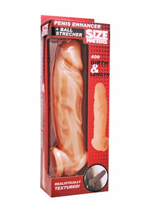Size Matters Realistic Flesh Penis Enhancer Dildo And Ball Stretcher
