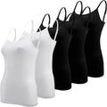 BQTQ 5 Pcs Camisole for Women Undershirt Spaghetti Strap Camisole Tank Tops, S Black, White