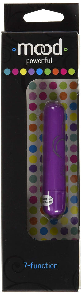Doc Johnson Mood - Powerful - 7 Function Waterproof Bullet-Style Vibrator (3.4 Inches) - Whisper Quiet With Velvet Touch Finish - Requires 1 Aa Batteries - Small - Purple