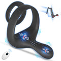 Vibrating Cock Ring Taint Stimulator, Silicone Pleasure Penis Ring Vibrator Couples Adult Sex Toys for Men, Dual Motors 9 Vibrat
