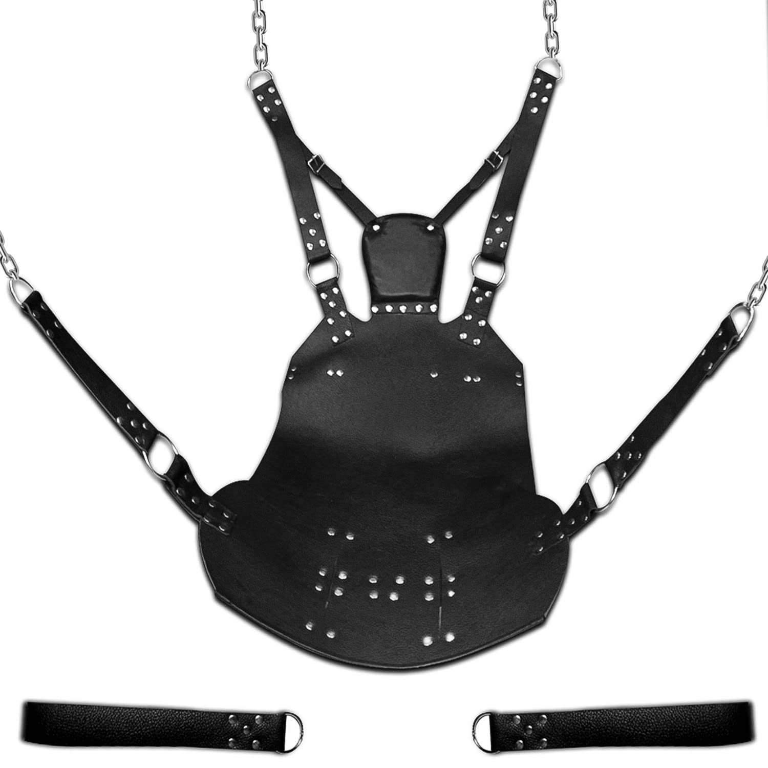 Real Black Leather Heavy Duty Adult Sex Sling Swing with Stirrups mountable(Swing-09)