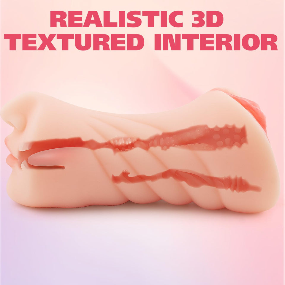 VOILTY 3 in 1 Male Masturbator, Realistic Sex Doll Male Masturbation Cup with 3D Textured Interior, Strong Suction Vagina Oral A