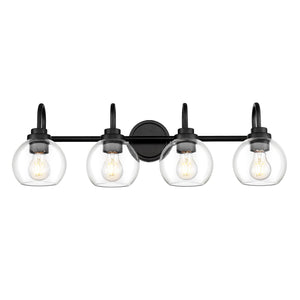 Audickic Bathroom Light Fixtures, 4-Light Matte Black Vanity Lights With Globe Clear Glass, 30 Inch Modern Vanity Lighting Fixtu
