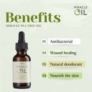 Earthly Body Miracle Oil, 1 fl. oz. - 2 Pack - 100% Natural Tea Tree Oil, Hemp Seed Oil & Vitamin E - Moisturizer, Calms Skin Ir