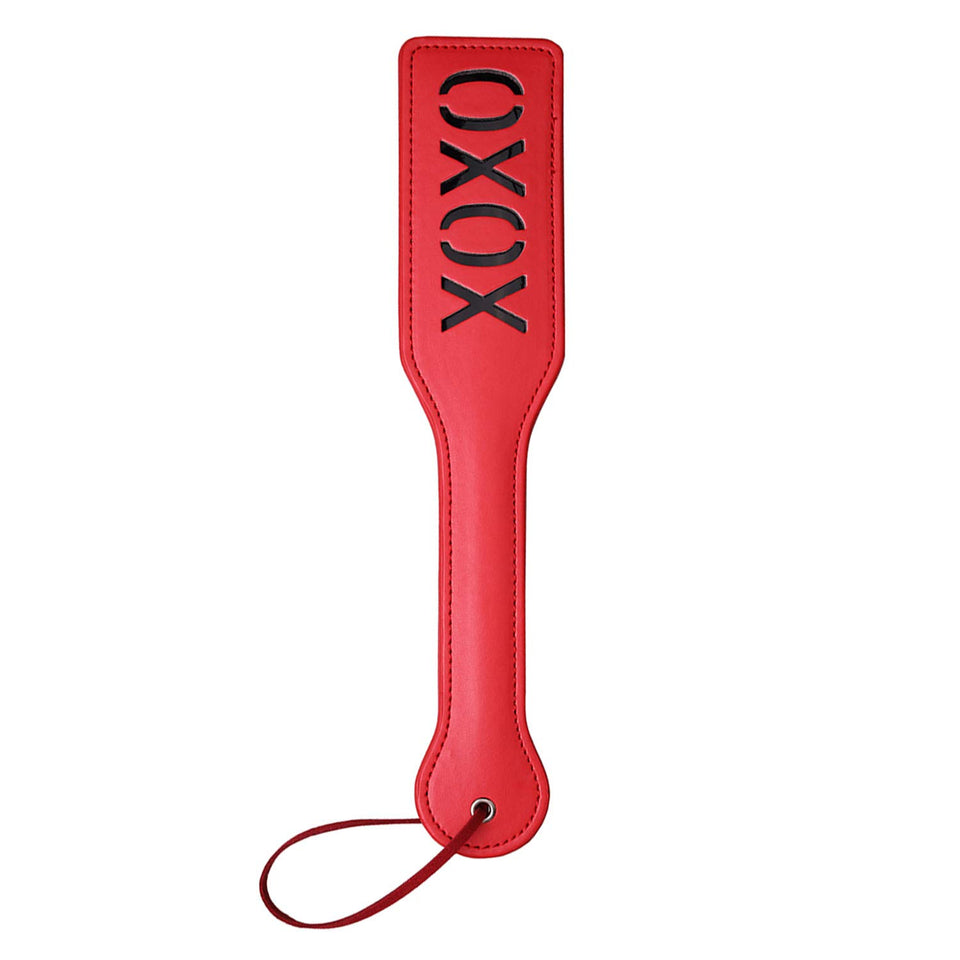 XOXO Spanking Paddle for Adult Sex Play, 12.8inch Total Length Faux Leather Paddle, Red