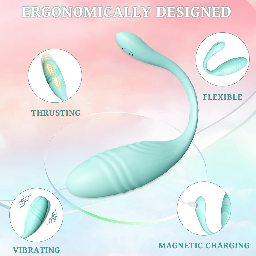 Thrusting Egg Vibrator, Mute Remote Control Vibrator with 9 Thrusting & Vibrating Modes, Couple Vibrator Thrusting Dildo for Wom