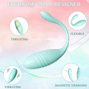 Thrusting Egg Vibrator, Mute Remote Control Vibrator with 9 Thrusting & Vibrating Modes, Couple Vibrator Thrusting Dildo for Wom