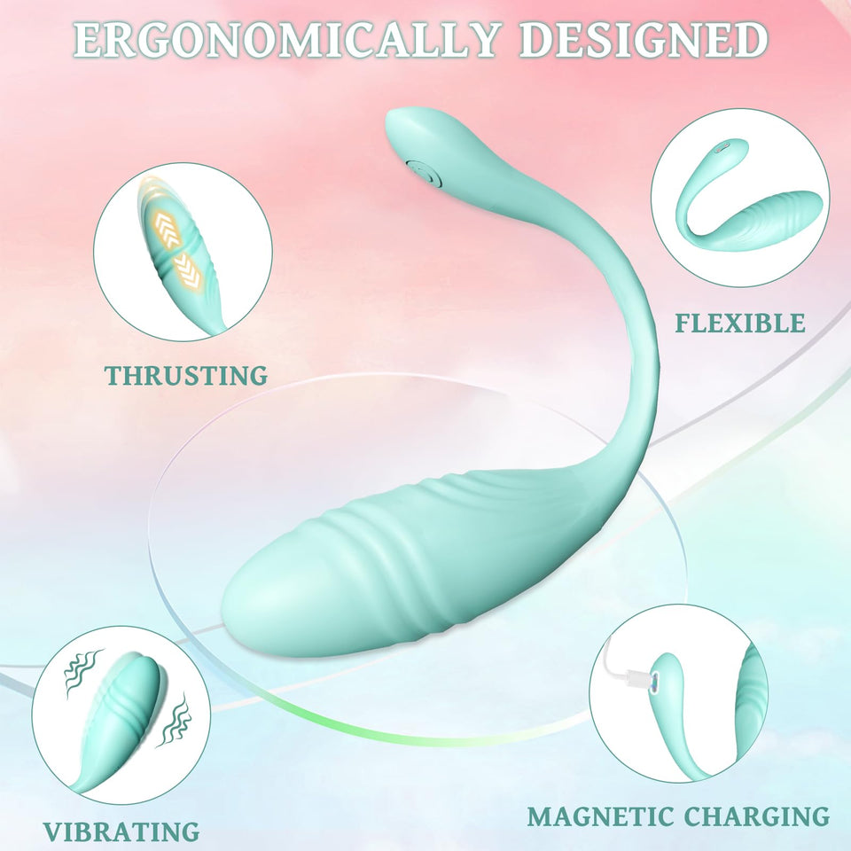 Thrusting Egg Vibrator, Mute Remote Control Vibrator with 9 Thrusting & Vibrating Modes, Couple Vibrator Thrusting Dildo for Wom