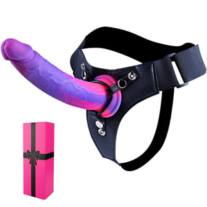 Strap on Beginner Slim Dildo Fantasy Small Sex Toy for Lesbian Women, Wearable Strapon Harness with 7 Inch Realistic Silicone So