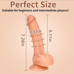 Realistic Dildos, XINBALE 7.3 Inch Dildo with Suction Cup for Hands-Free, Flexible Cock with Curved Shaft and Balls for Vaginal