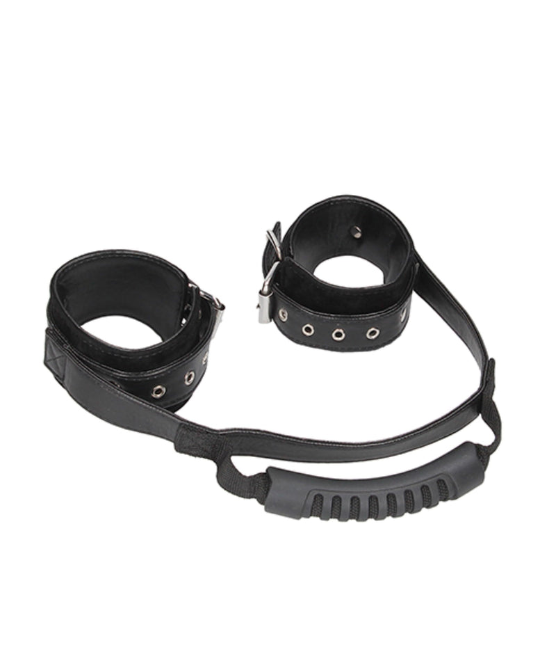 Ouch! B&W Bonded Leather Hand Cuffs Blk